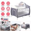 Portable Baby Crib Foldable Baby Beside Bassinet Wheel Lock Diaper Changer Table Bed Net Side Storage Pocket Toys Playard Baby Nursery Center