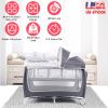 Portable Baby Crib Foldable Baby Beside Bassinet Wheel Lock Diaper Changer Table Bed Net Side Storage Pocket Toys Playard Baby Nursery Center