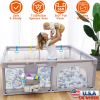 Baby Play Yard 71x59x26in Infant Play Game Child Fence Play Yards Breathable Kids Activity Center with Anti-Slip Suction Base Zipper Door for Infants