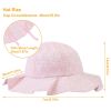 Baby Girls Sun Hat Summer Beach Bucket Cap Wide Brim Floppy Flower Toddler Cap Breathable Cotton Infant Beach Bonnet Cap w/ Chin Strap