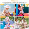 Baby Girls Sun Hat Summer Beach Bucket Cap Wide Brim Floppy Flower Toddler Cap Breathable Cotton Infant Beach Bonnet Cap w/ Chin Strap