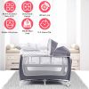Portable Baby Crib Foldable Baby Beside Bassinet Wheel Lock Diaper Changer Table Bed Net Side Storage Pocket Toys Playard Baby Nursery Center