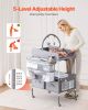 VEVOR Baby Changing Table, Foldable Diaper Change Station with 2 Fabric Drawers, Side Basket & Hanging Rod