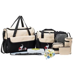11Pcs Baby Nappy Diaper Bags Set for Mom Dad Mummy Shoulder Bags Multifunctional Diaper Handbags with Food Bag Bottle Bag Diaper Pad Burp Cloth 2 Hook (Option: Black)