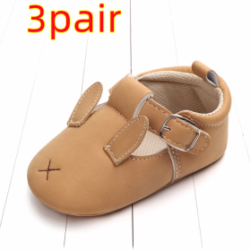 Spring and autumn cartoon animal baby shoes matte leather non-slip soft bottom baby shoes wholesale 0884 (Option: Rabbit A 3pair-13CM)