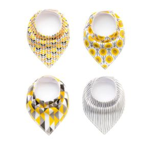 4pcs Lot Bibs Burp Cloth Print Arrow Wave Triangle Baby Bibs Cotton Bandana Accessories (Option: 12)
