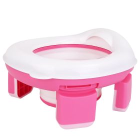 Portable Toddler Potty Toilet Foldable Potty Training Seat Cover with Splash Guard Include Storage Bag 20Psc Potty Bags Baby Toilet Trainer for Indoor (Option: Pink)