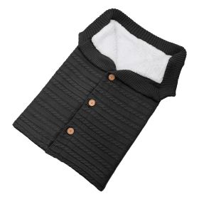 Unisex Baby Knit Swaddle Blanket Infant Nest Swaddle Newborn Cozy Fleece Nursery Sleeping Bag Wraps w/ Buttons (Option: DarkGrey)