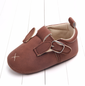 Spring and autumn cartoon animal baby shoes matte leather non-slip soft bottom baby shoes wholesale 0884 (Option: Coffee rabbit-13CM)