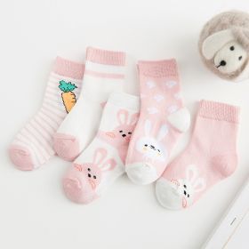 Cotton breathable male and female baby socks (Option: Pink-L)