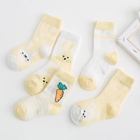 Cotton breathable male and female baby socks (Option: Yellow-S)