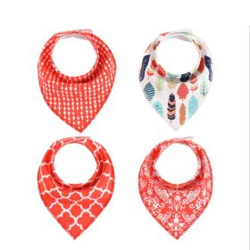 4pcs Lot Bibs Burp Cloth Print Arrow Wave Triangle Baby Bibs Cotton Bandana Accessories (Option: 1)