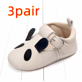 Spring and autumn cartoon animal baby shoes matte leather non-slip soft bottom baby shoes wholesale 0884 (Option: PandaB 3pair-13CM)