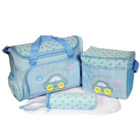 4Pcs Diaper Bag Tote Set Baby Napping Changing Bag Shoulder Mummy Bag with Diaper Changing Pad (Option: LightBlue)