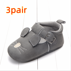Spring and autumn cartoon animal baby shoes matte leather non-slip soft bottom baby shoes wholesale 0884 (Option: Mouse B 3pair-11CM)