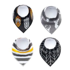 4pcs Lot Bibs Burp Cloth Print Arrow Wave Triangle Baby Bibs Cotton Bandana Accessories (Option: 22)
