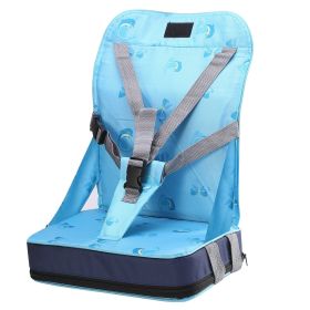 Foldable Toddler Baby Dining Booster Kids Infant Portable Seat Cushion Bag High Chair Soft Pad w/ Adjustable Fixing Belt for Home Eating Travel Restau (Option: Blue)