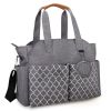 Baby Nappy Diaper Bag with 14 Pockets 2 Burp Cloths Multifunctional Diaper Changing Tote Bag with Adjustable Messenger Strap Pacifier Case Diaper Shou