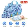 5Pcs Baby Nappy Diaper Bags Set Mummy Diaper Handbags with Diaper Pad Food Bag Bottle Bag Travel Tote Bags For Mom Dad