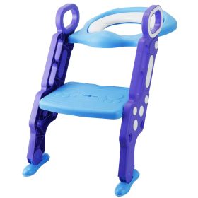 Potty Training Toilet Seat w/ Steps Stool Ladder For Children Baby Splash Guard Foldable Toilet Trainer Chair Height Adjustable Pedal Anti-Slip Feet 1 (Option: Blue_Purple)
