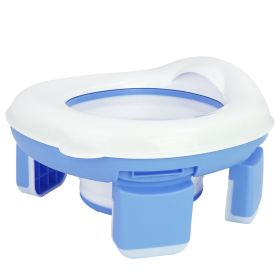 Portable Toddler Potty Toilet Foldable Potty Training Seat Cover with Splash Guard Include Storage Bag 20Psc Potty Bags Baby Toilet Trainer for Indoor (Option: Blue)
