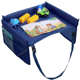 Kids Safety Travel Tray Waterproof Car Seat Play Tray Baby Drawing Board Snack Table Tablet Toy Holder (Option: Blue)