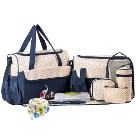 11Pcs Baby Nappy Diaper Bags Set for Mom Dad Mummy Shoulder Bags Multifunctional Diaper Handbags with Food Bag Bottle Bag Diaper Pad Burp Cloth 2 Hook (Option: NavyBlue)