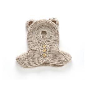 Toddlers Baby Girls and Boys Crochet Earflap Hats Newborn Kids Cute Beanie Cap Winter Soft Warm Knit Caps (Color: Beige)