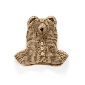 Toddlers Baby Girls and Boys Crochet Earflap Hats Newborn Kids Cute Beanie Cap Winter Soft Warm Knit Caps (Color: brown)