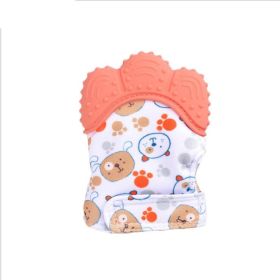 Baby teether baby anti-bite silicone molar gloves children's sound toys (Color: Orange 2 style, Quantity: Q1pcs)