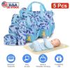 5Pcs Baby Nappy Diaper Bags Set Mummy Diaper Handbags with Diaper Pad Food Bag Bottle Bag Travel Tote Bags For Mom Dad