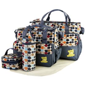 5PCS Baby Nappy Diaper Bags Set Mummy Diaper Shoulder Bags w/ Nappy Changing Pad Insulated Pockets Travel Tote Bags For Mom Dad (Option: Grey)