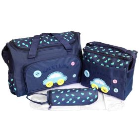4Pcs Diaper Bag Tote Set Baby Napping Changing Bag Shoulder Mummy Bag with Diaper Changing Pad (Option: DarkBlue)