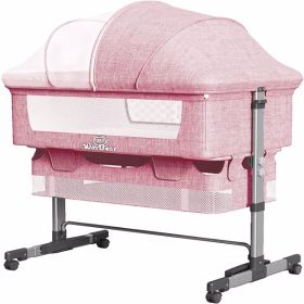 3-in-1 Bedside Crib (Color: Pink)